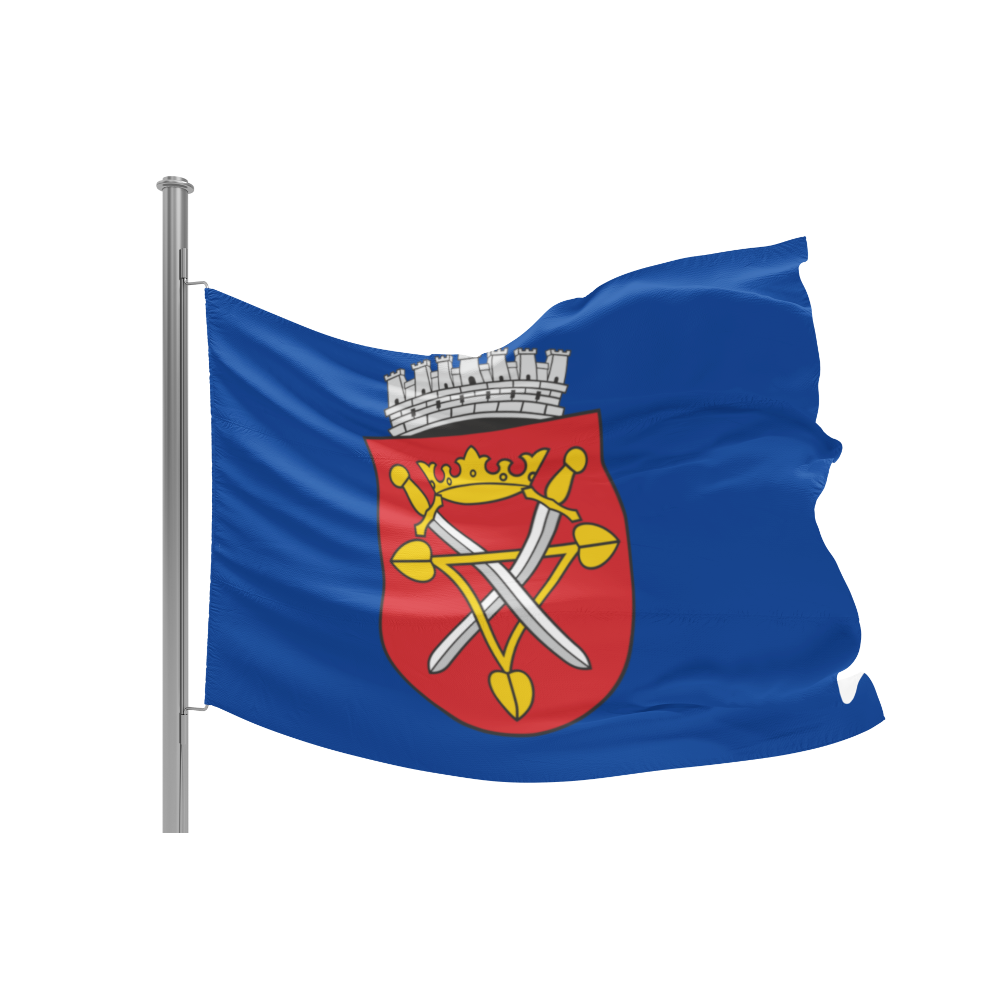 Fahne mit dem Wappen von Hermannstadt in Siebenbürgen