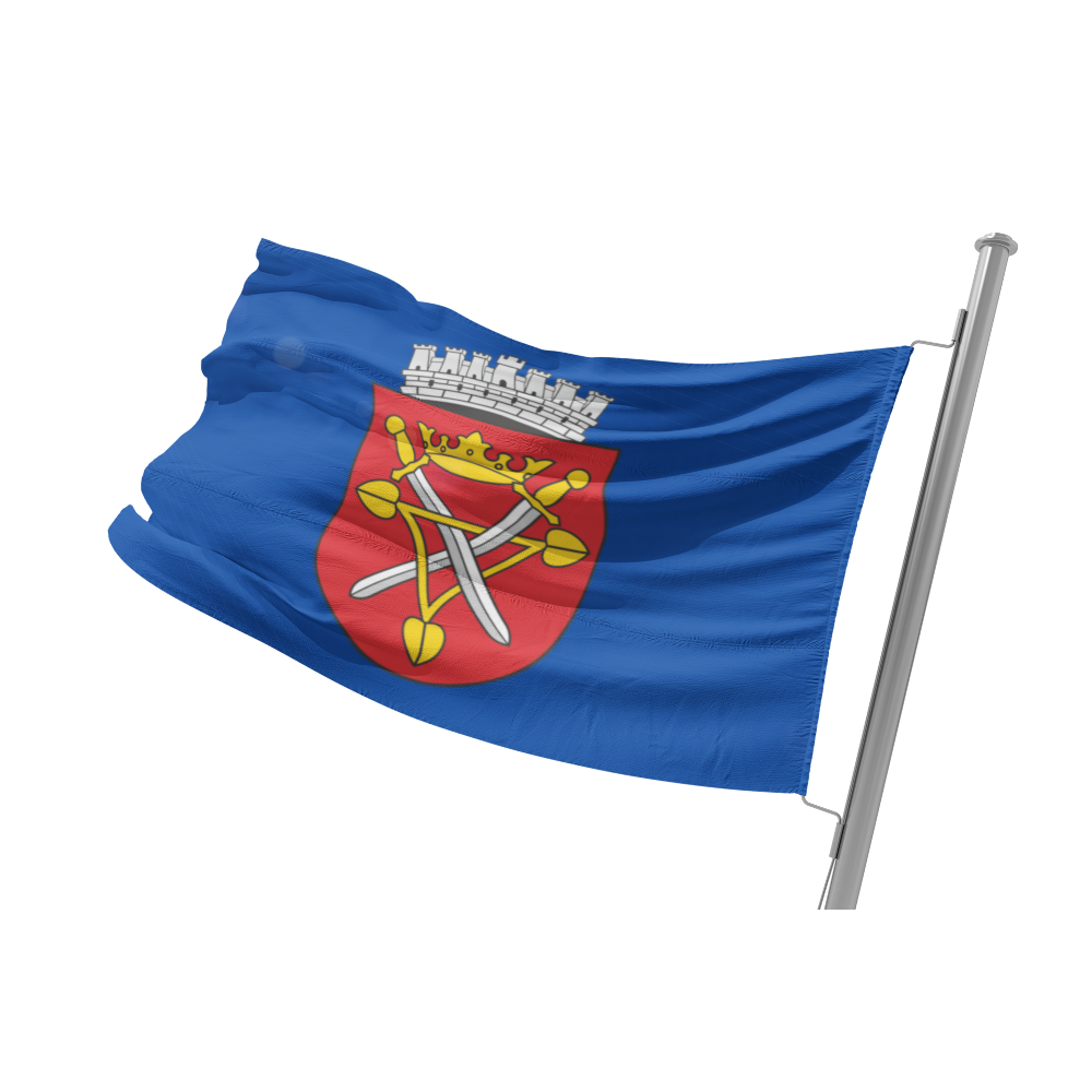 Fahne mit dem Wappen von Hermannstadt in Siebenbürgen