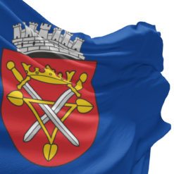 Fahne mit dem Wappen von Hermannstadt in Siebenbürgen