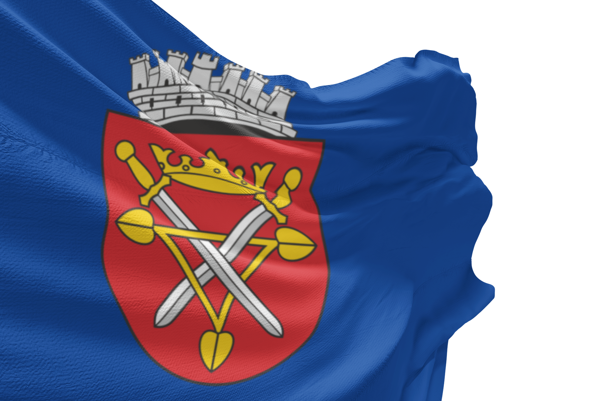 Fahne mit dem Wappen von Hermannstadt in Siebenbürgen